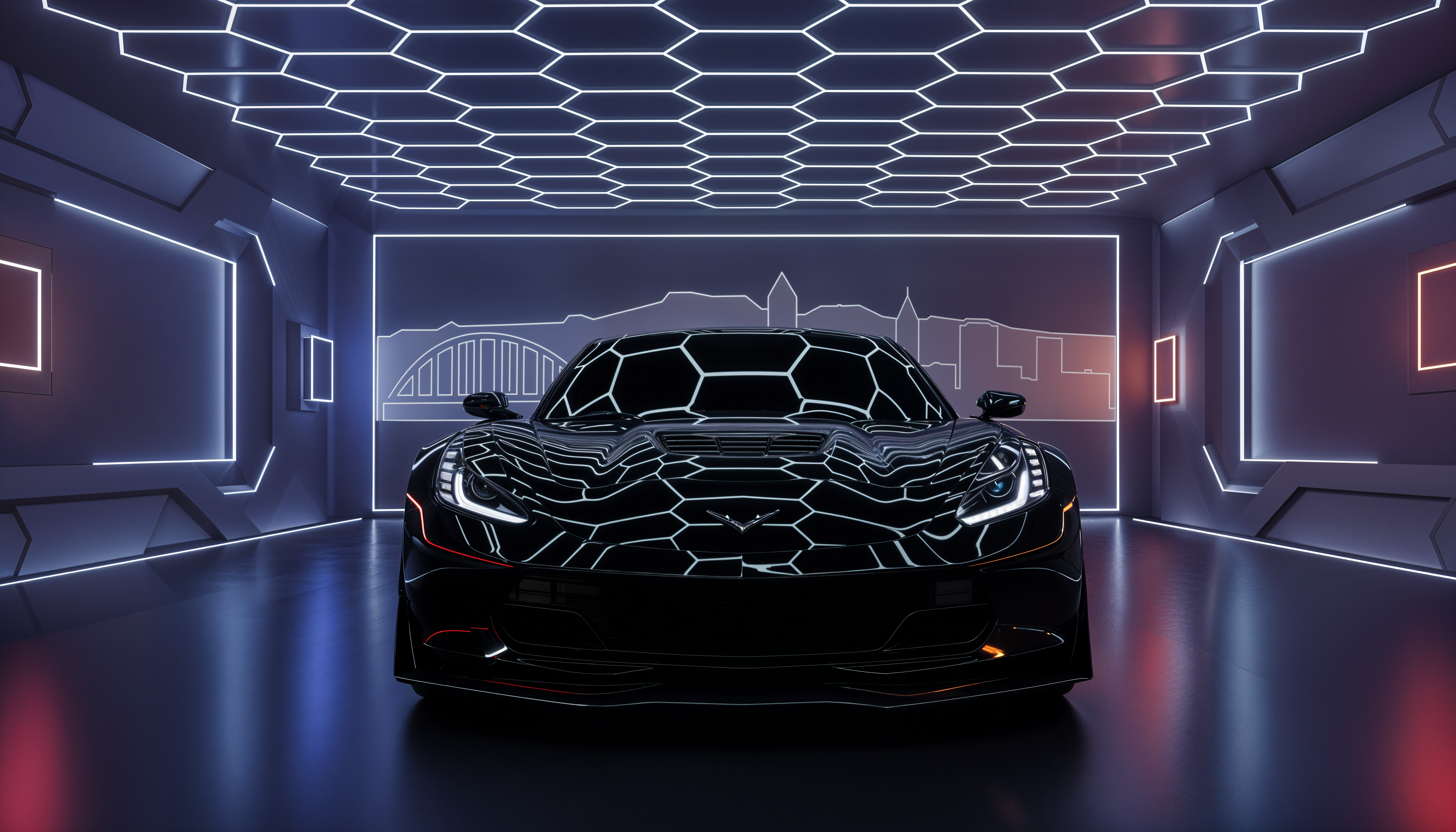 Glossy Black Z06 - AI-generated car visualization by Montera Studio