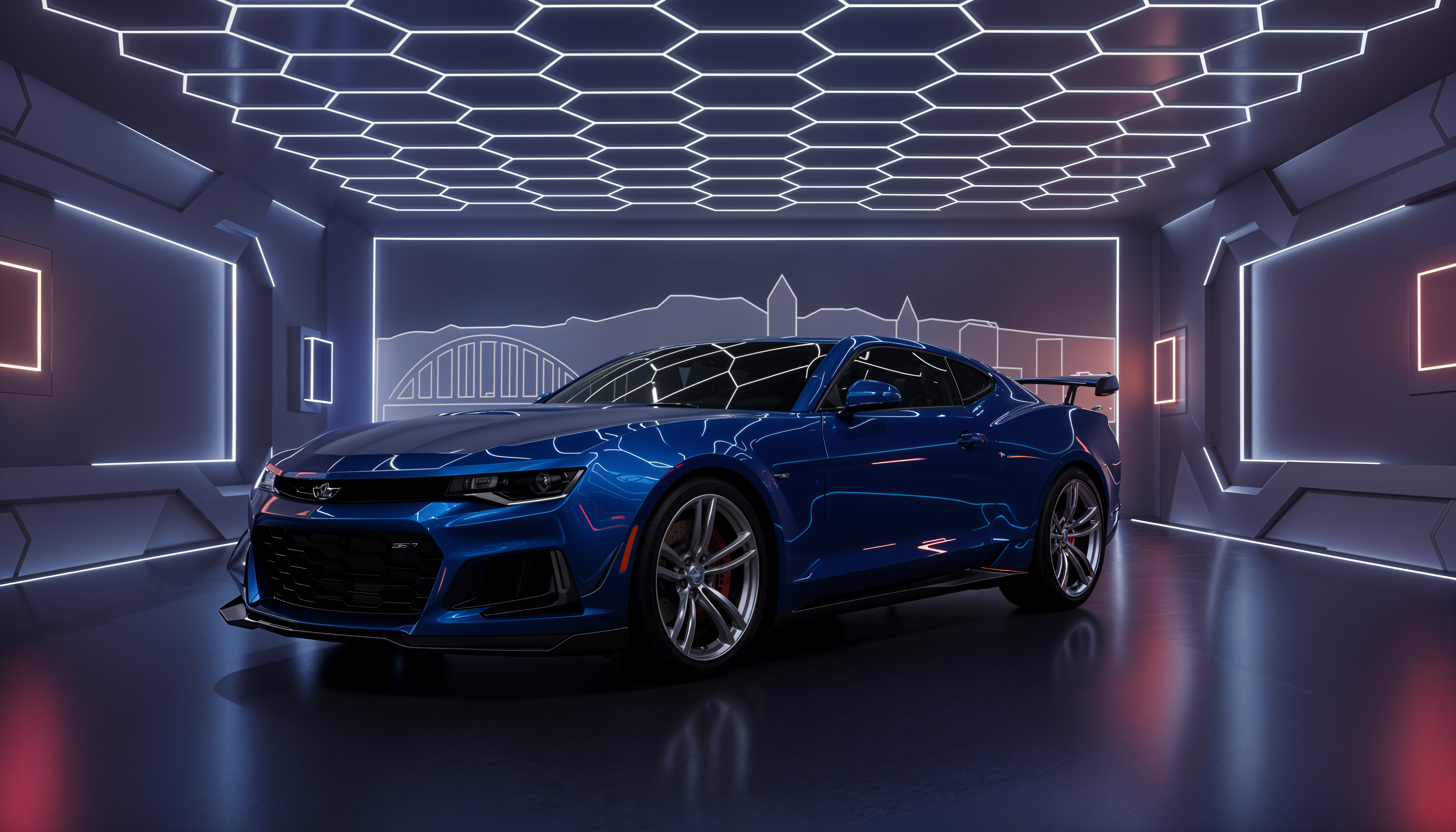 Hyper Blue Metallic ZL1 - AI-generated car visualization by Montera Studio