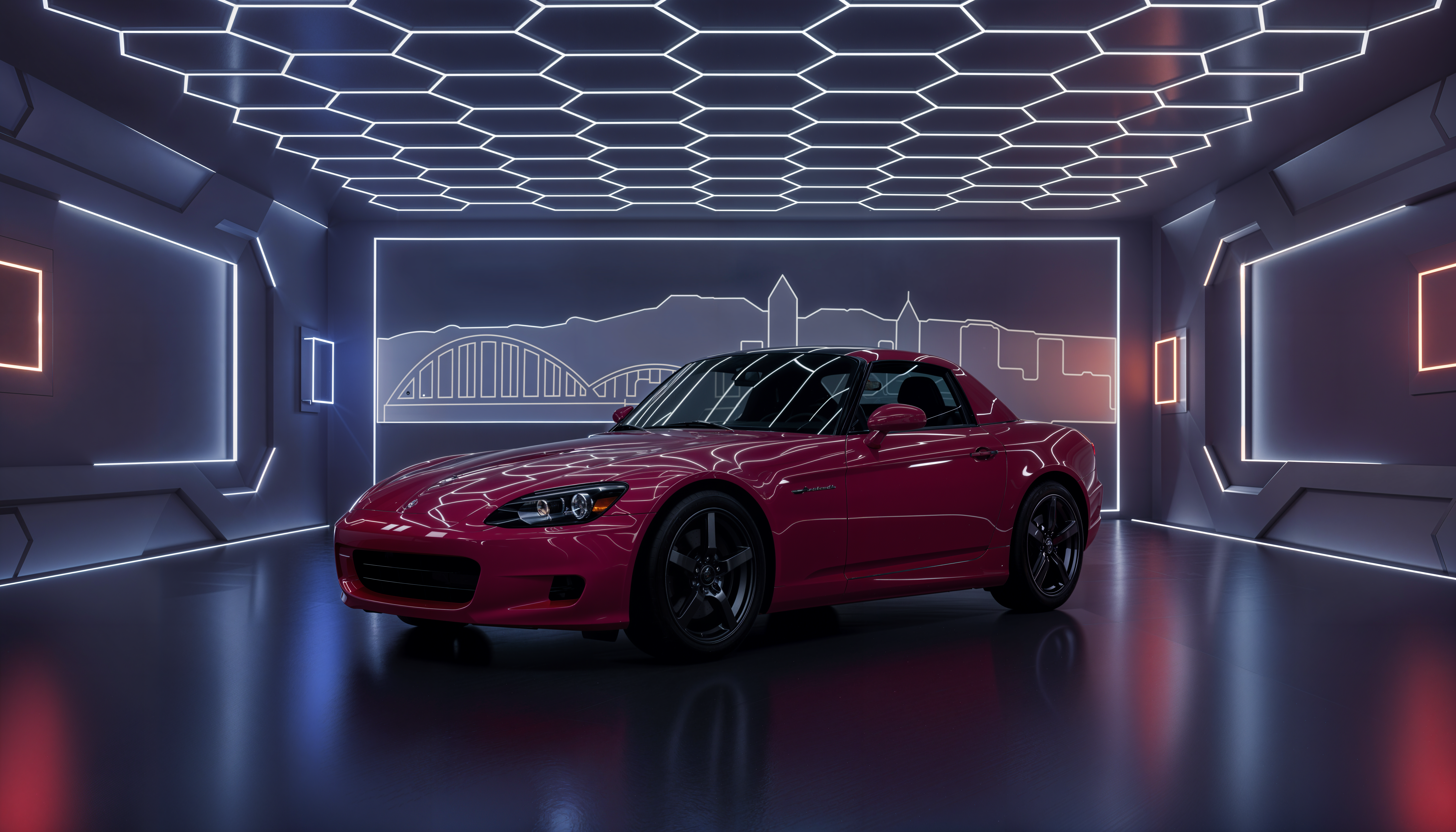 Photorealistic Pink S2000 - AI-generated car visualization by Montera Studio