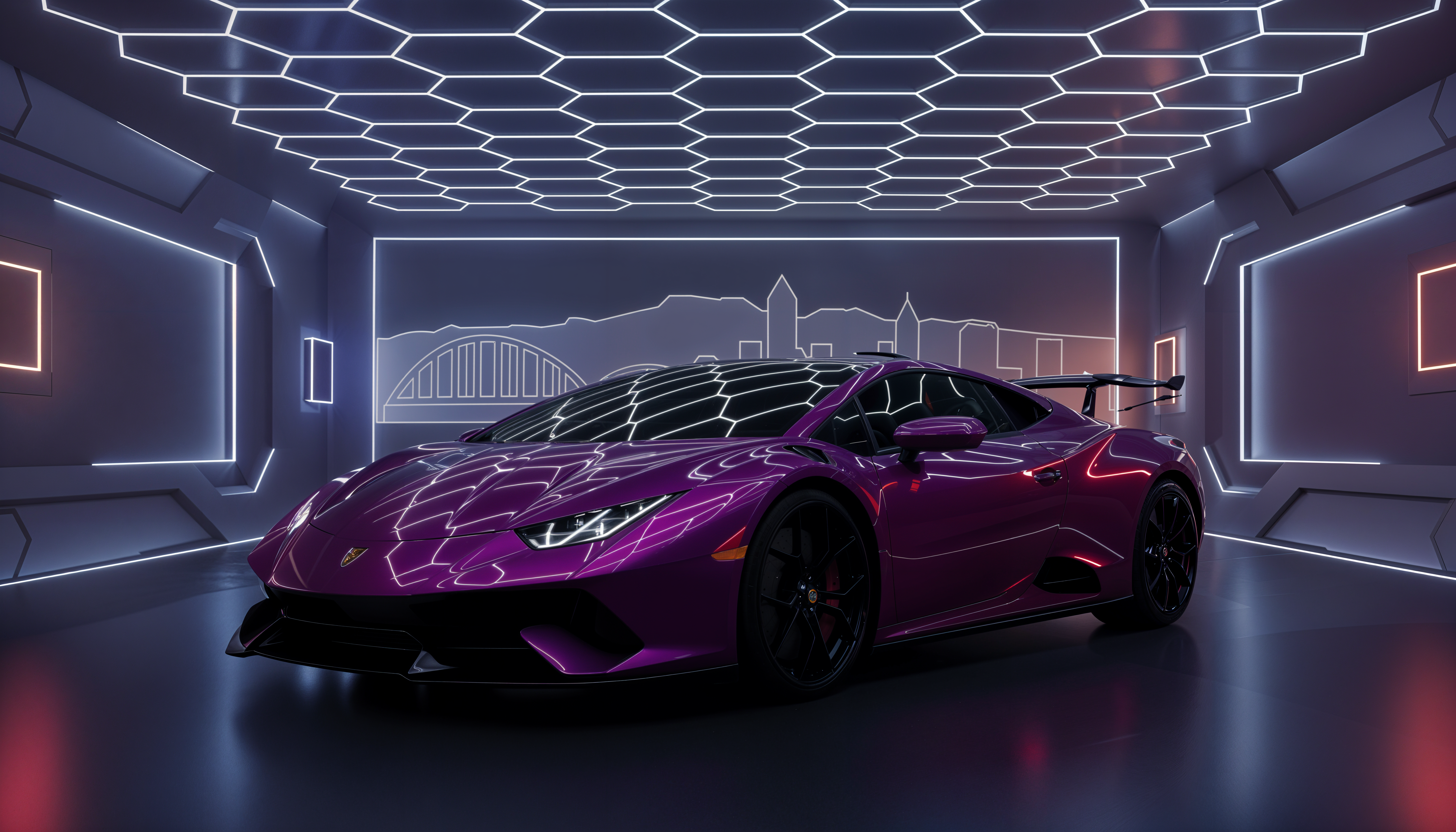 Metallic Purple Huracan - AI-generated car visualization by Montera Studio
